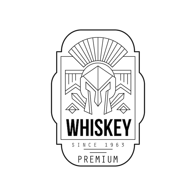 Whiskey vintage label design alcohol industry monochrome badge vector Illustration isolated on a white background