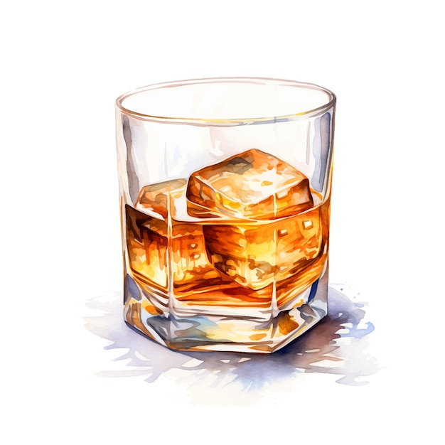 Arte della pittura a mano dell'acquerello di whisky