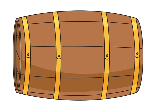 Iconica di barile di alcolici in legno per whisky disegno pubblicitario di prodotti alcolici vettoriali isolato su sfondo bianco