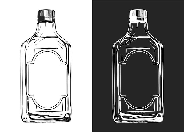 Whisky fles concept Lijn kunst vectorillustratie