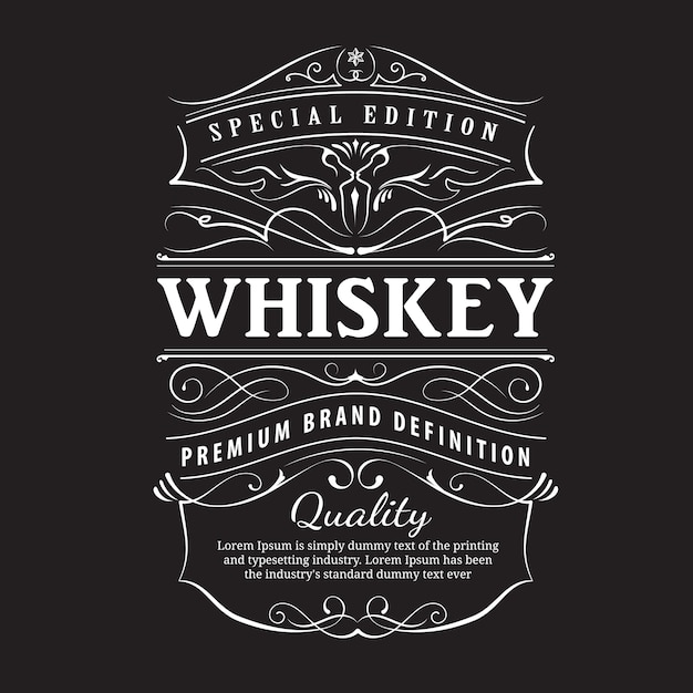 Whisky label vintage hand getrokken sieraad typografie