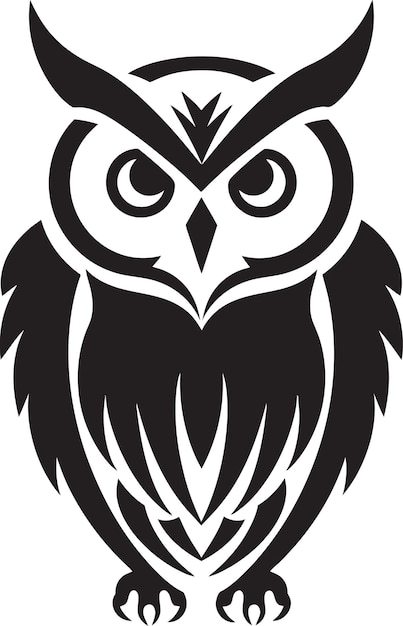 Whispering Elegance A Captivating Vector Illustration of a Black Owl Exuding Subtle Nocturnal Beauty