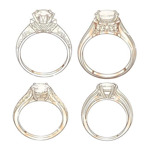 Whispering Lines of Beauty A Captivating Set of Sketchinspired Solitaire Rings