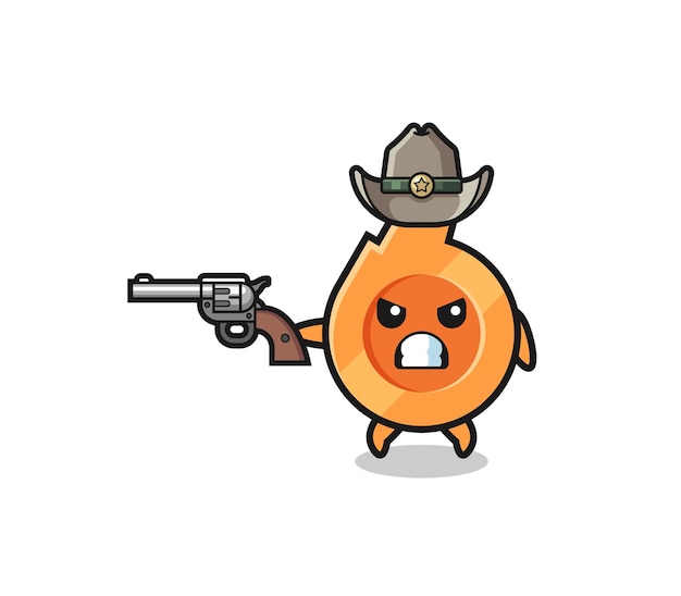 Vector the whistle cowboy shooting with a gun cute design