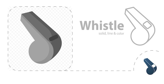 Vector whistle isolated flat illustration whistle line icon