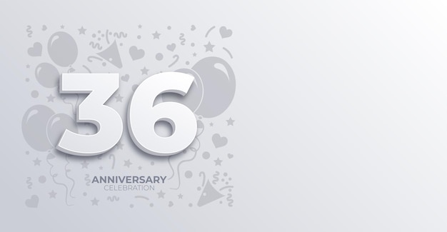 ホワイト 36 年記念日または誕生日 ベクトルバナー カスタマイズ可能なコピースペース