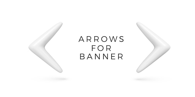 White 3D arrows for banner or other template Render navigation arrow for app Vector illustration
