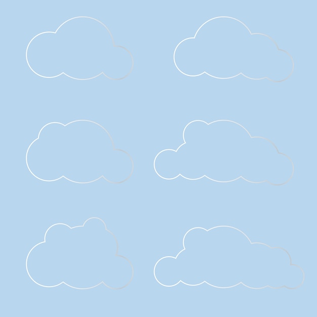 Vector white 3d clouds set isolated on a blue background render soft round cartoon fluffy clouds icon in the blue sky 3d geometric shapes vector illustration