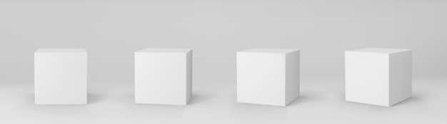 Vector white 3d cubes set with perspective isolated