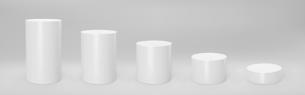 Vector white 3d cylinder front view and levels with perspective isolated .