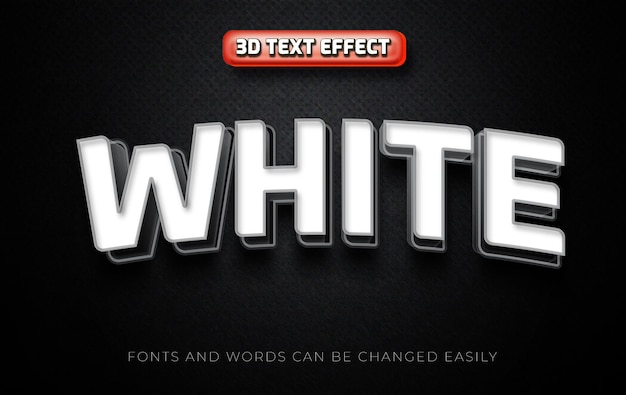 White 3d editable text effect style