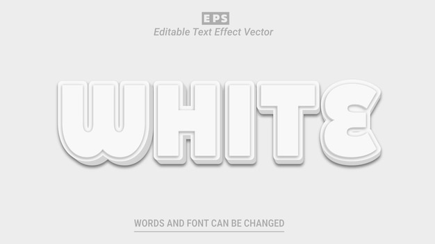 Vector white 3d editable text effect vector with background