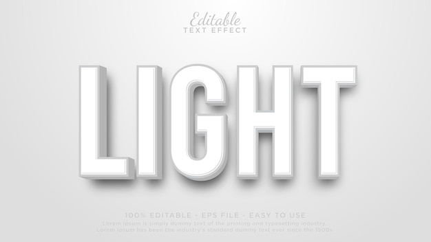 Vector white 3d editable text effect