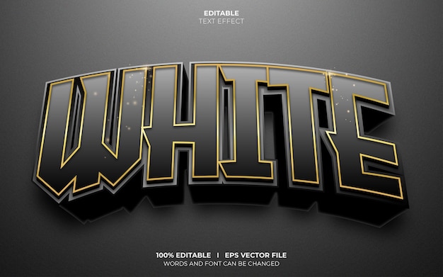 Vector white 3d editable text effect