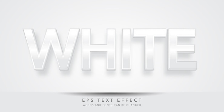 Vector white 3d editable text effect