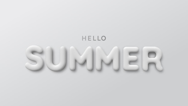 Vector white 3d inscription summer. hello summer.