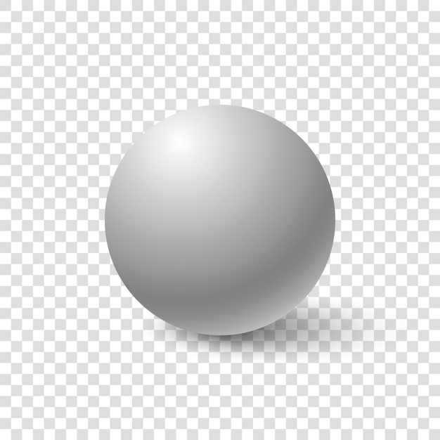 White 3d sphere. vector realistic ball. circle blank pearlwith shadow. plastic isolated bubble template.