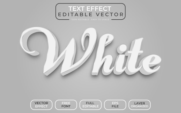 white 3d text effect editable vector file