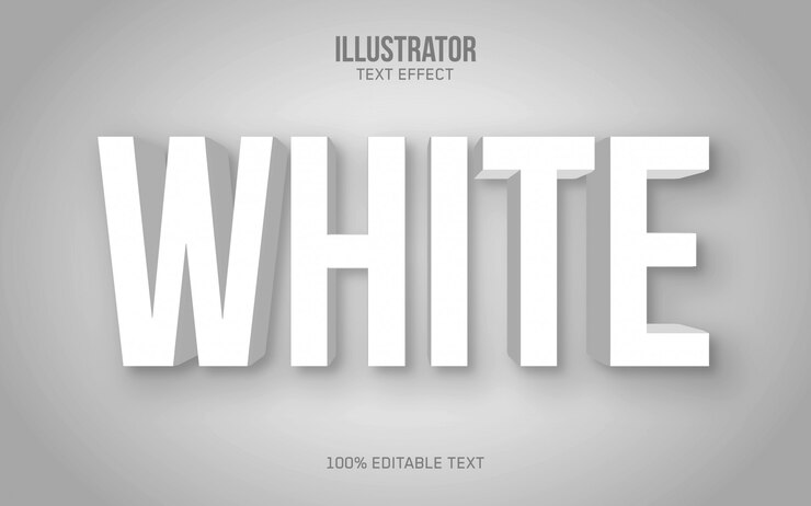 Vector white 3d text effect