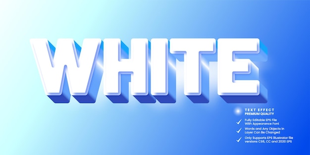 Vector white 3d text stye effect