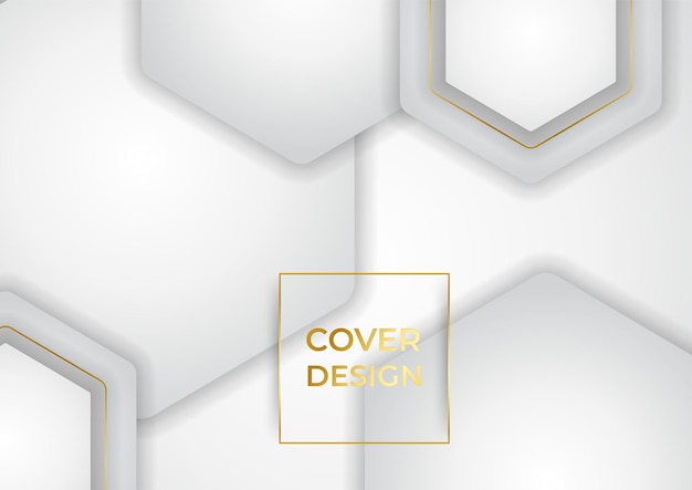 White abstract background luxury with line gold 3d paper cut style. Vector illustration about design modern concept