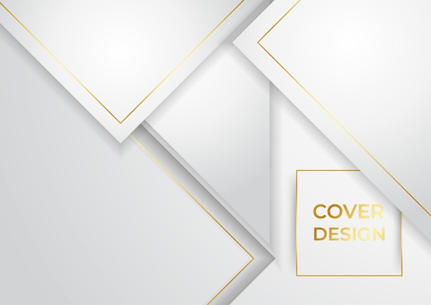 White abstract background luxury with line gold 3d paper cut style. vector illustration about design modern concept