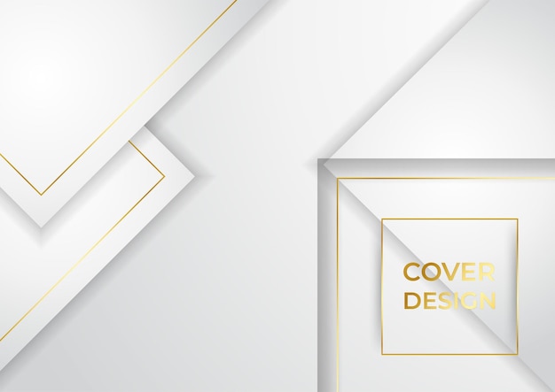 White abstract background luxury with line gold 3d paper cut style. Vector illustration about design modern concept