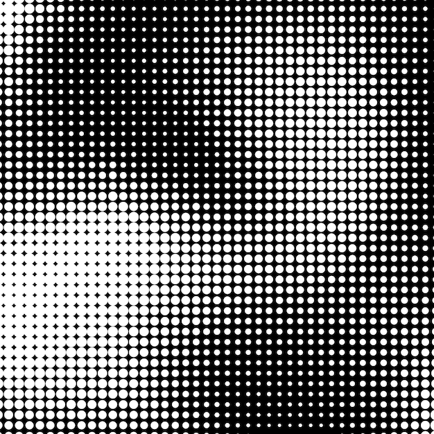 White abstract background with black and white halftone texture circles pattern