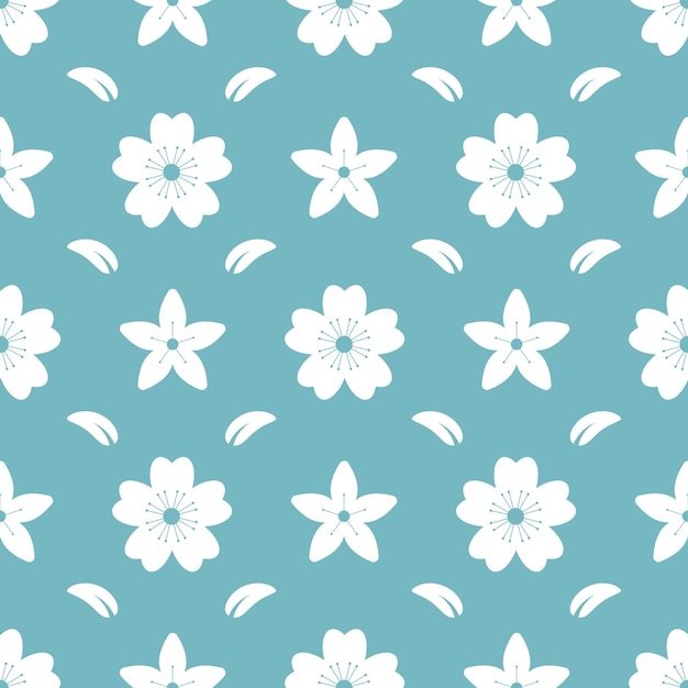 White abstract flowers and leaves floral seamless pattern