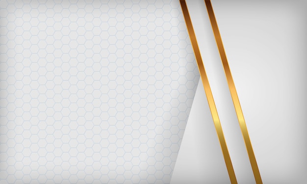 White abstract overlap background with golden lines.