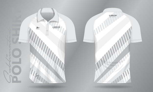 Vector white abstract polo shirt mockup template design for sport uniform in front view and back view