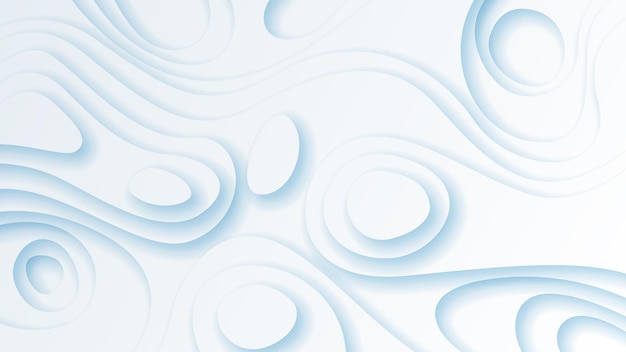 White Abstract Wavy Paper Cut Background with Shadows, Vector. Modern Design Objects