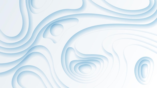 White Abstract Wavy Paper Cut Background with Shadows, Vector. Modern Design Objects