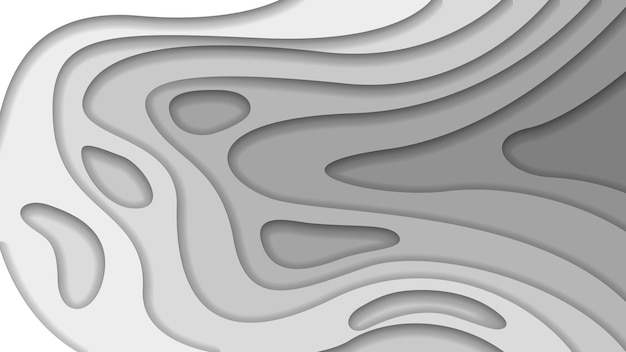 White Abstract Wavy Paper Cut Background with Shadows Vector Modern Design Objects