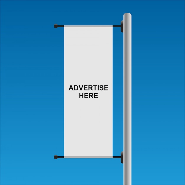 White advertising flag on blue background