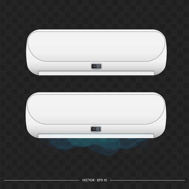 White air conditioner emits cold 3d. realistic air conditioner vector.