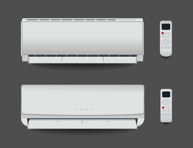 Condizionatore d'aria bianco isolato riscaldamento, ventilazione e aria condizionata illustrazione vettoriale in appartamento