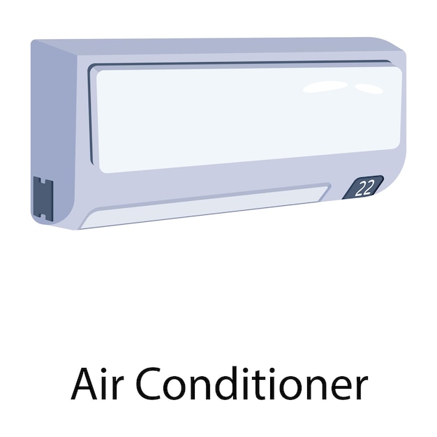 A white air conditioner with the words air conditioner on it