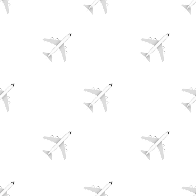 White airplane pattern on a white background. vector stock illustration.