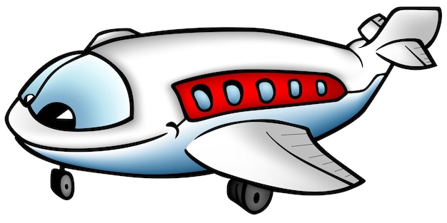 Vector white airplane with big blue eyes