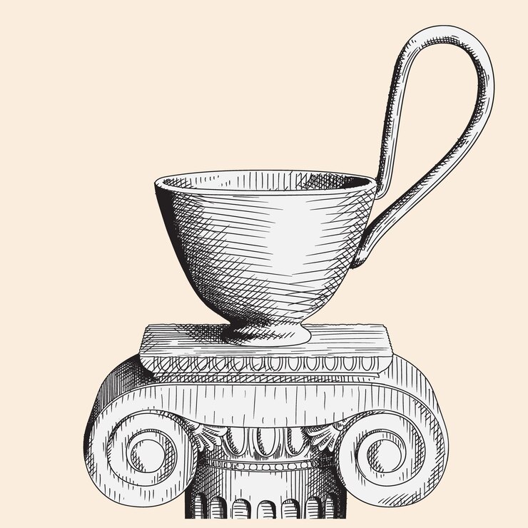 वेक्टर a white ancient greek vase without a pattern stands on a pedestal