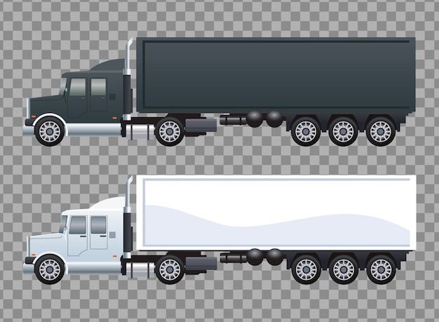Вектор Белые и черные грузовики, автомобили, автомобили, бренд в стиле макета
