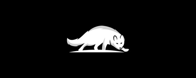 Vector white arctic fox logo design inspiration animal logo design background