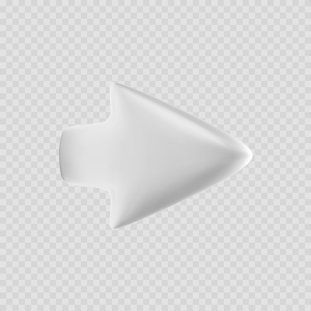 Vettore freccia bianca. puntatore del computer o cursore del mouse. freccia sinistra volume bianco isolato su sfondo trasparente. illustrazione vettoriale