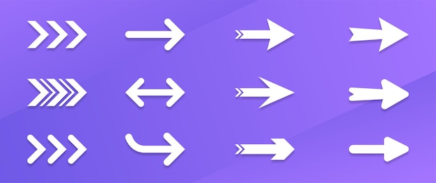 White arrow on a purple background