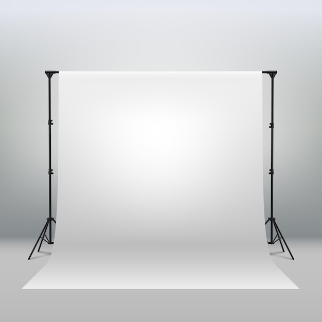 Sfondo bianco sfondo per fotografia photo booth sfondo per servizio  fotografico schermo di sfondo registrazione video tenda. interni di studio  fotografico professionale. treppiedi e supporti fotografici.