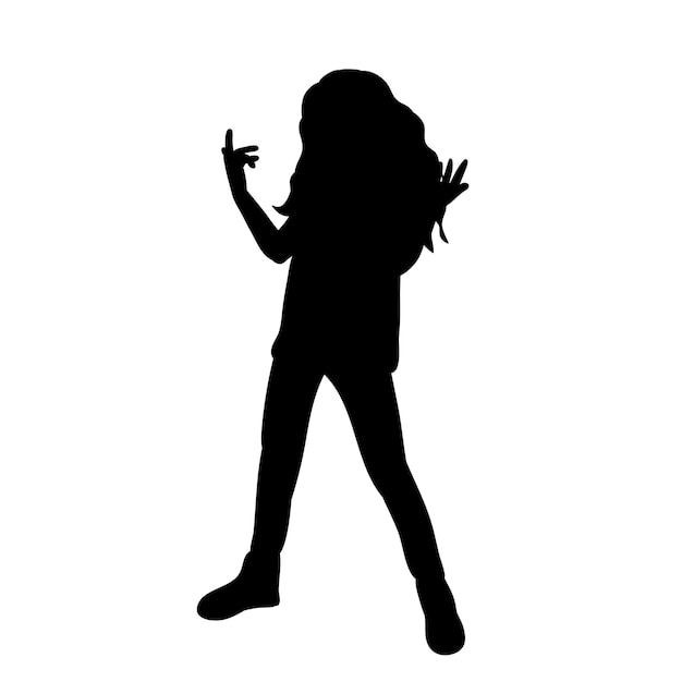 White background black silhouette of a girl dancing