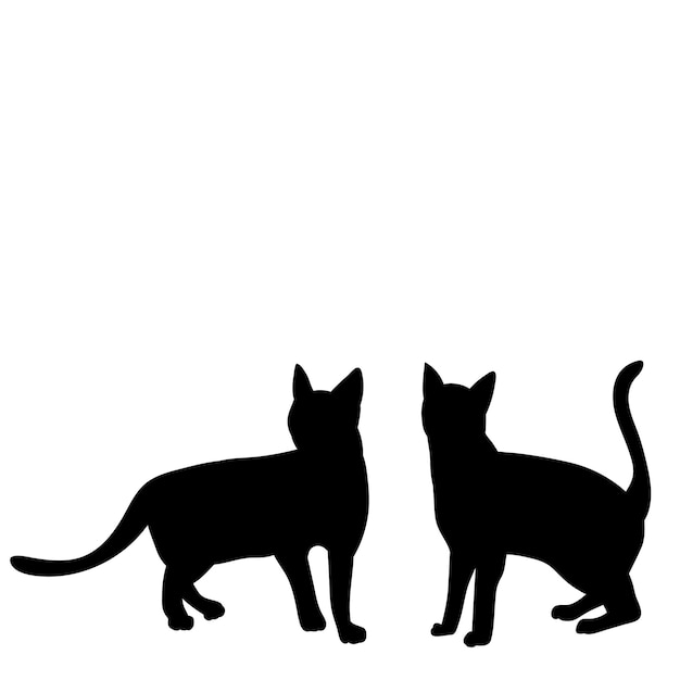 Premium Vector  White background black silhouette two cats