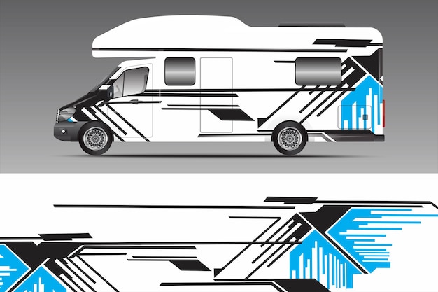 Vector white background design for camping car livery wrap and more