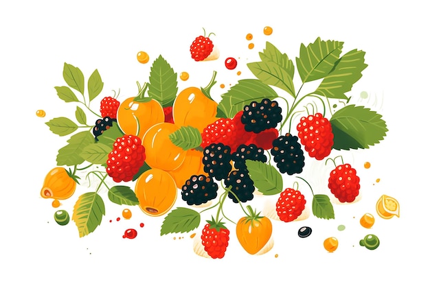 Vector white background different berries